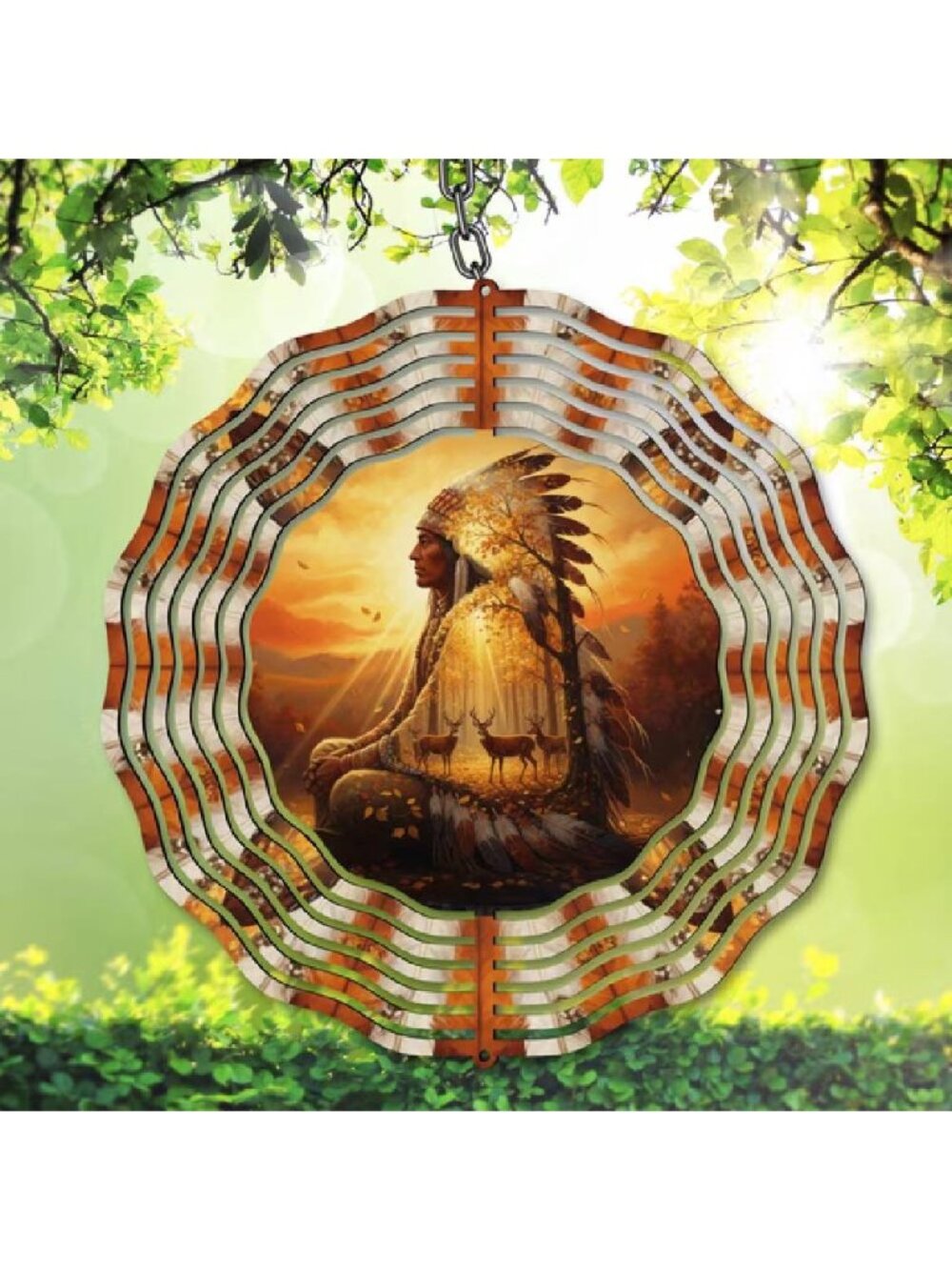 Autumn Deer Wind Spinner 10 Inch, Rustic Forest Outdoor Garden Decor